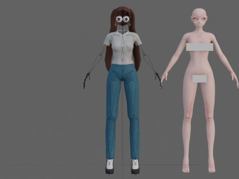 Cute stylized girl V26022 3Dモデル