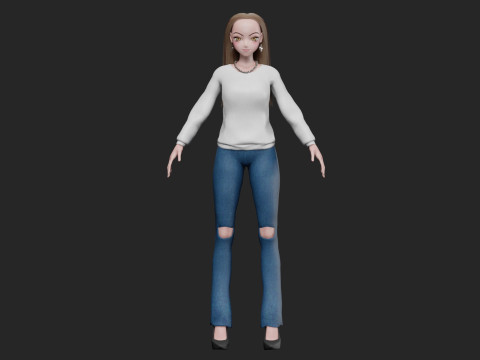 Cute teen girl V31706 3D 模型