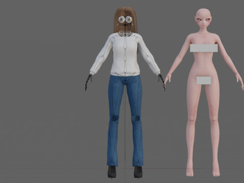 Cute teen girl V31706 3D 模型