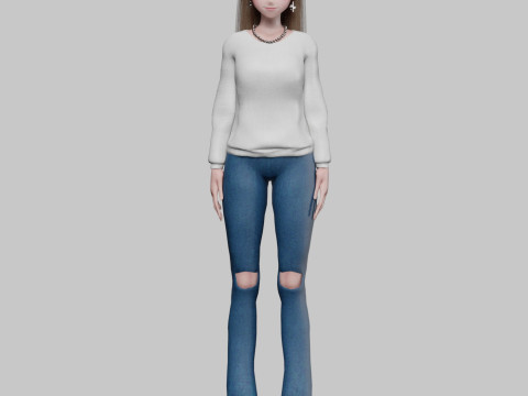 Cute teen girl V31706 3D 模型