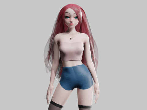 Cartoon cute Woman V29316 3D Model