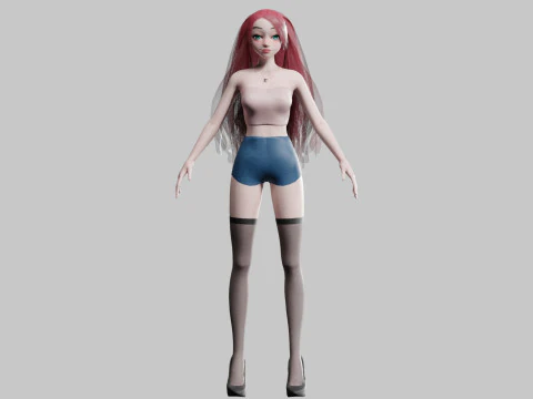 Cartoon cute Woman V29316 3D Model