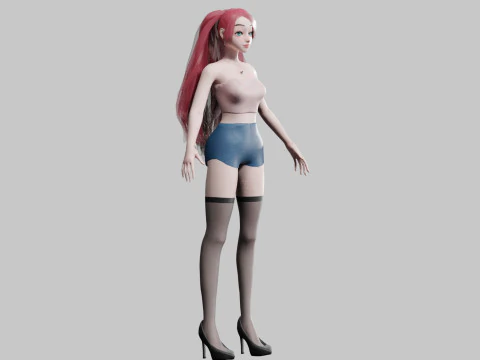 Cartoon cute Woman V29316 3D Model