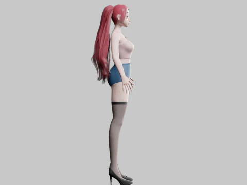 Cartoon cute Woman V29316 3D Model