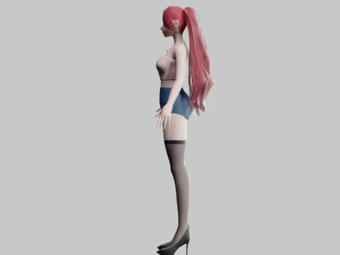 Cartoon cute Woman V29316 3D Model
