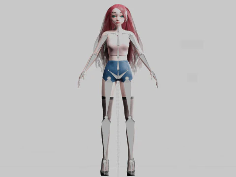 Cartoon cute Woman V29316 3D Model