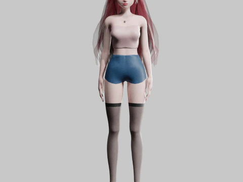 Cartoon cute Woman V29316 3D Model