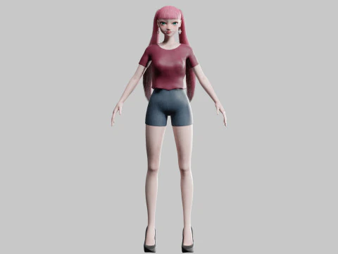 Cute Beautiful woman V23026 3D Model