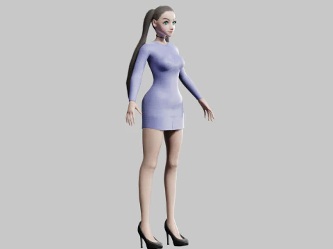 Cute stylized woman V20906 3D Model