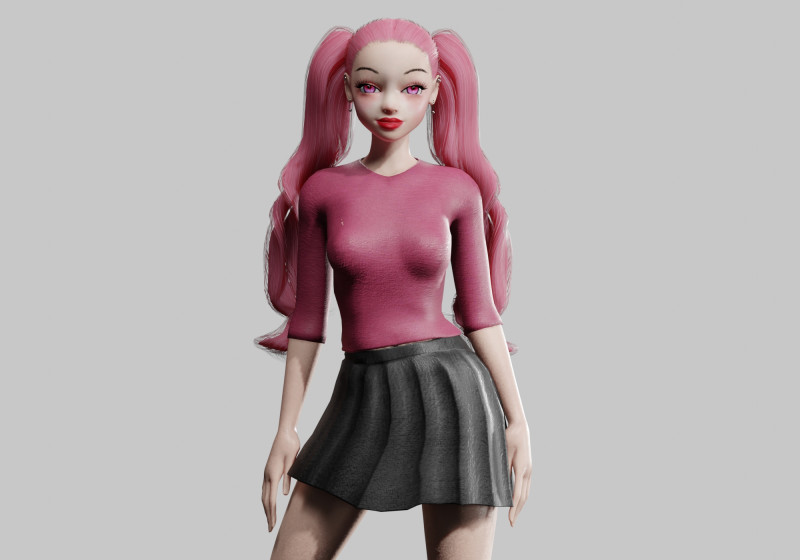 Cute teen woman V32357 3Dモデル .c4d .max .obj .3ds .fbx .stl .blend