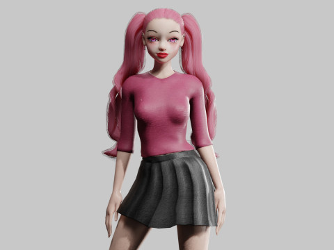 Cute teen woman V32357 Modello 3D