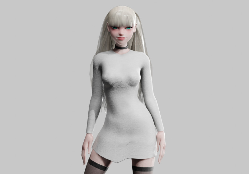 Cute Young Woman V30563 3D Model .c4d .max .obj .3ds .fbx .stl .blend