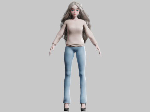 Pretty cute Woman V38595 Model 3D