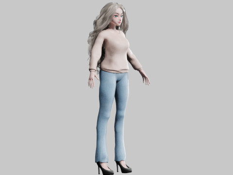 Pretty cute Woman V38595 Model 3D