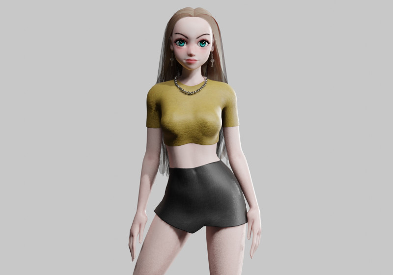 Stylized cute Woman V31246 Modèle 3D .c4d .max .obj .3ds .fbx .stl .blend
