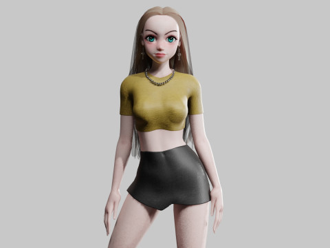 Stylized cute Woman V31246 Modelo 3D
