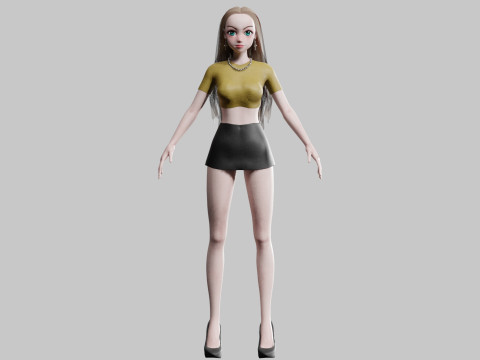 Stylized cute Woman V31246 Modèle 3D