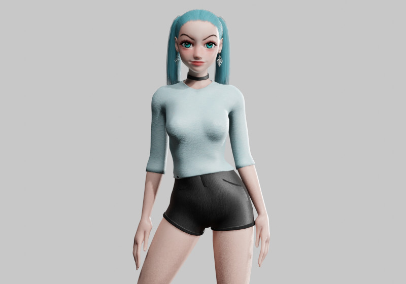 Young cute Woman V25067 3D Model .c4d .max .obj .3ds .fbx .stl .blend