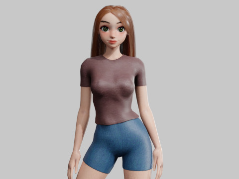 Beautiful cute Woman V23297 3D Model