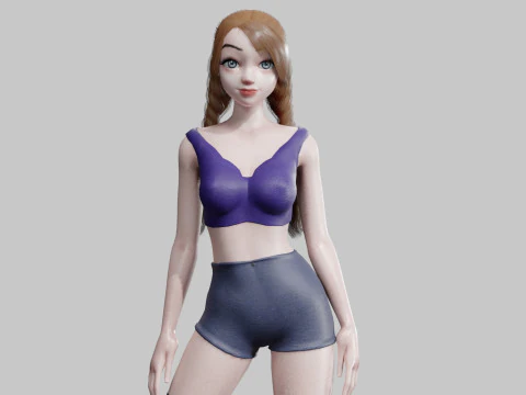 Cartoon cute Woman V20706 3D Model