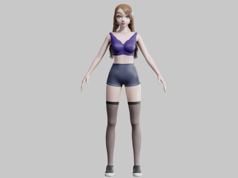 Cartoon cute Woman V20706 Modèle 3D