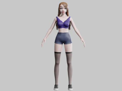 Cartoon cute Woman V20706 3D Model