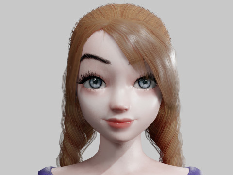 Cartoon cute Woman V20706 Modèle 3D