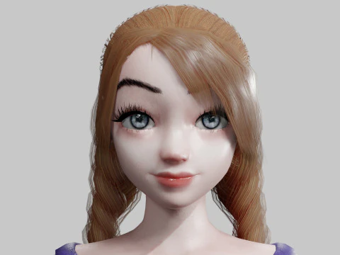Cartoon cute Woman V20706 3D Model