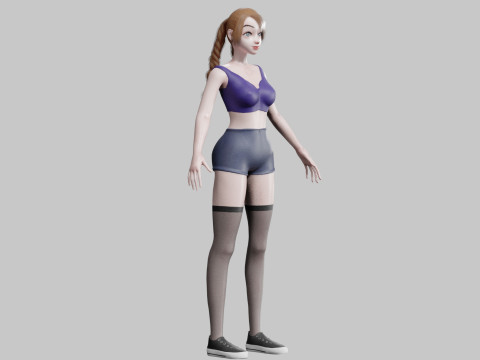 Cartoon cute Woman V20706 Modèle 3D