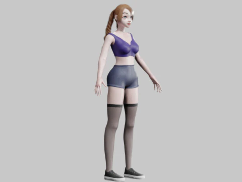 Cartoon cute Woman V20706 3D Model