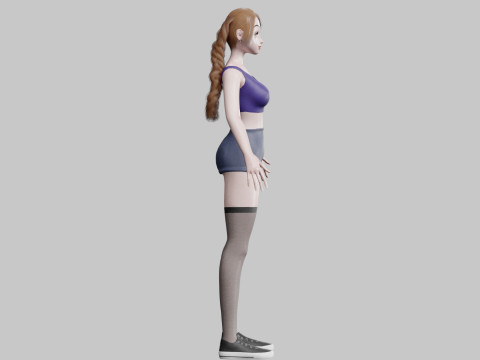 Cartoon cute Woman V20706 Modèle 3D
