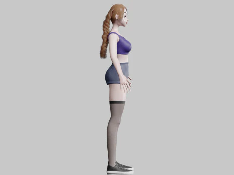 Cartoon cute Woman V20706 3D Model
