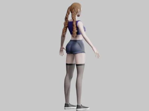 Cartoon cute Woman V20706 3D Model