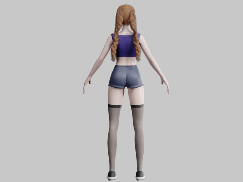 Cartoon cute Woman V20706 3D Model
