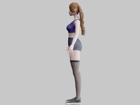 Cartoon cute Woman V20706 3D Model