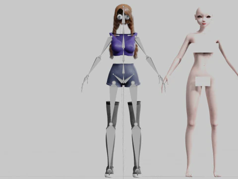 Cartoon cute Woman V20706 3D Model