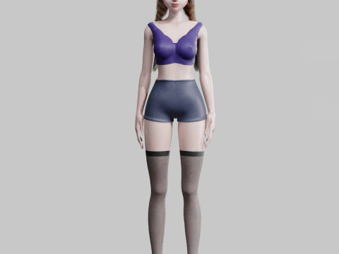 Cartoon cute Woman V20706 3D Model