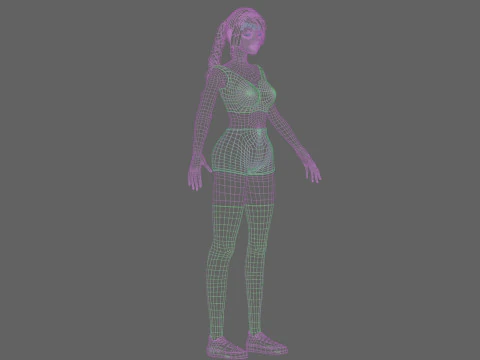Cartoon cute Woman V20706 3D Model