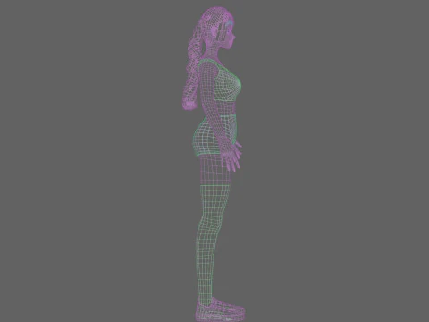 Cartoon cute Woman V20706 3D Model
