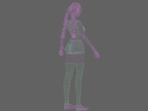 Cartoon cute Woman V20706 3D Model
