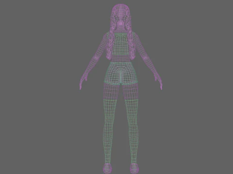 Cartoon cute Woman V20706 3D Model