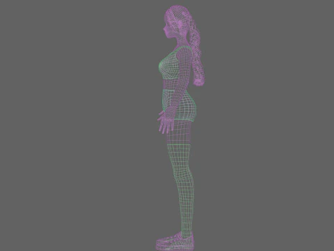 Cartoon cute Woman V20706 3D Model