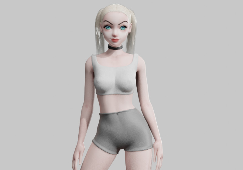 Cartoon Pretty Woman V13851 3D Модель .c4d .max .obj .3ds .fbx .stl .blend