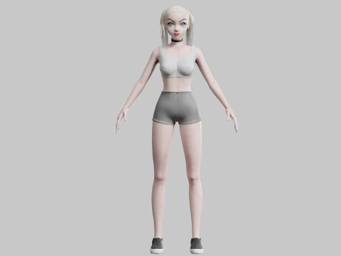 Cartoon Pretty Woman V13851 3D Model