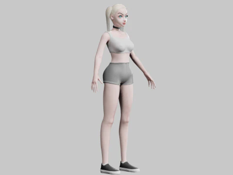 Cartoon Pretty Woman V13851 3D Model