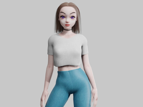 Cool cute Woman V22065 3D Model