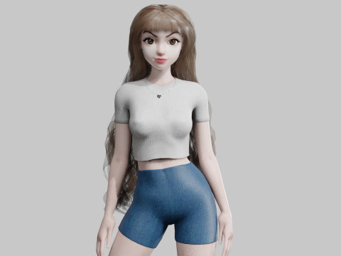 Cute Basic Woman V28911 3D Model
