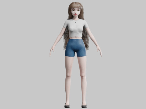 Cute Basic Woman V28911 Modello 3D
