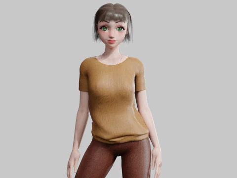 Leuke cartoonvrouw V24399 3D Model