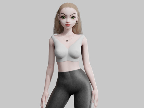 Cute Standard Woman V22004 3D Model